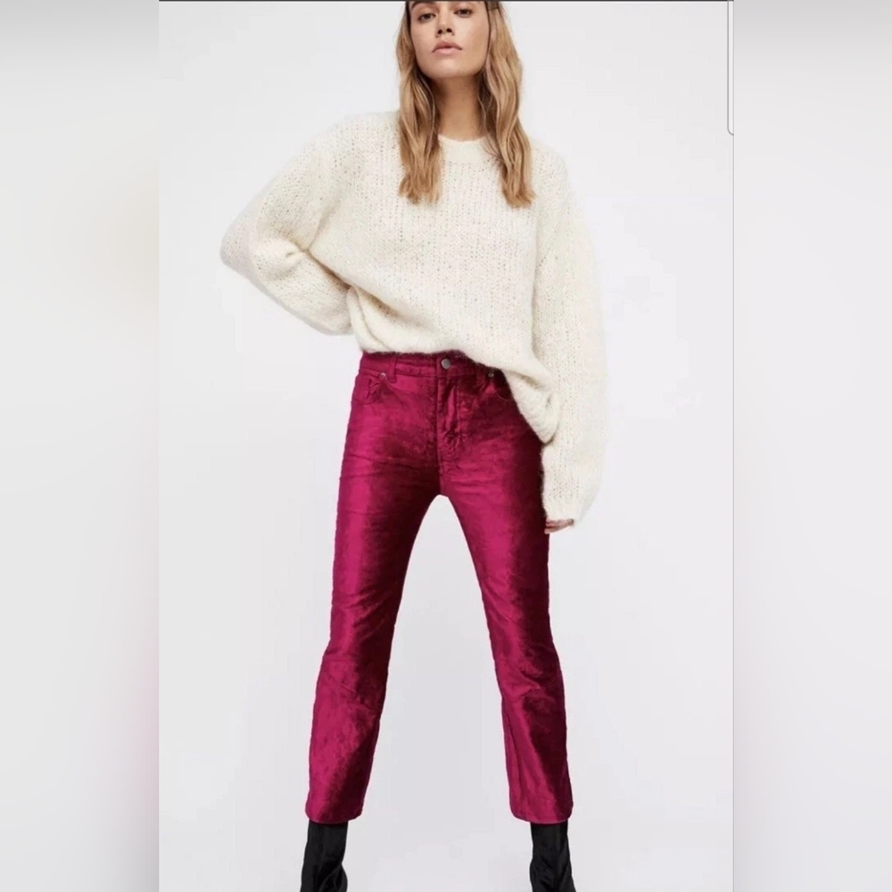 Free People Cropped Velvet Pants Size 28